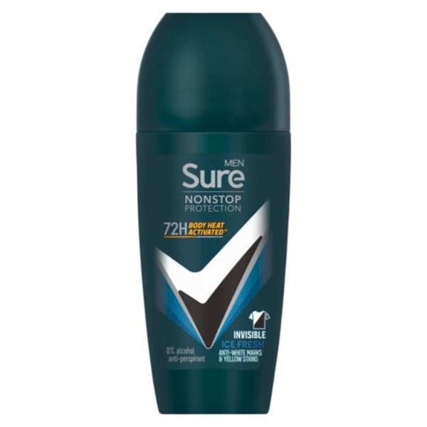 Sure Men Antiperspirant Deo Roll On Nonstop Invis Ice 50ml