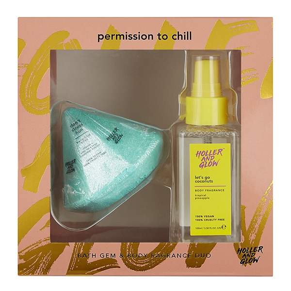 Holler & Glow Permission To Chill Body Mist And Bath Gem Set