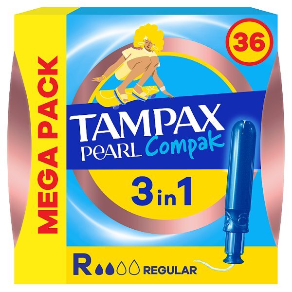 Tampax Compak Pearl Applicator Tampons Regular x36