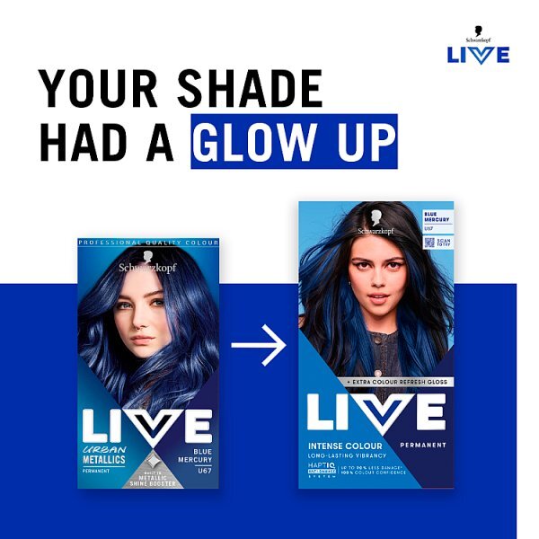 Schwarzkopf LIVE U67 Blue Mercury Permanent Hair Dye