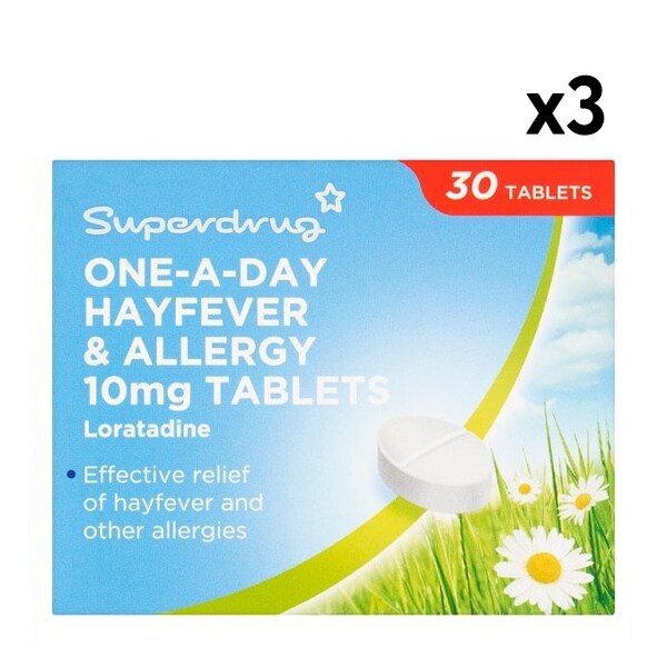 Superdrug one a day Loratadine Hayfever Tablets Bundle x3