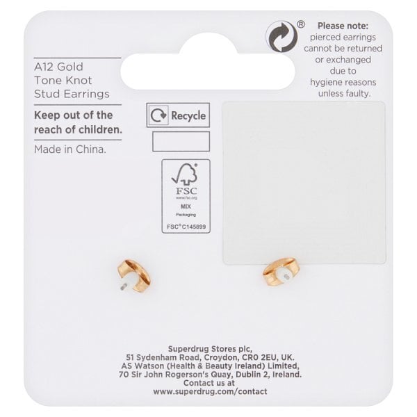 Superdrug Gold Tone Knot Stud Earrings