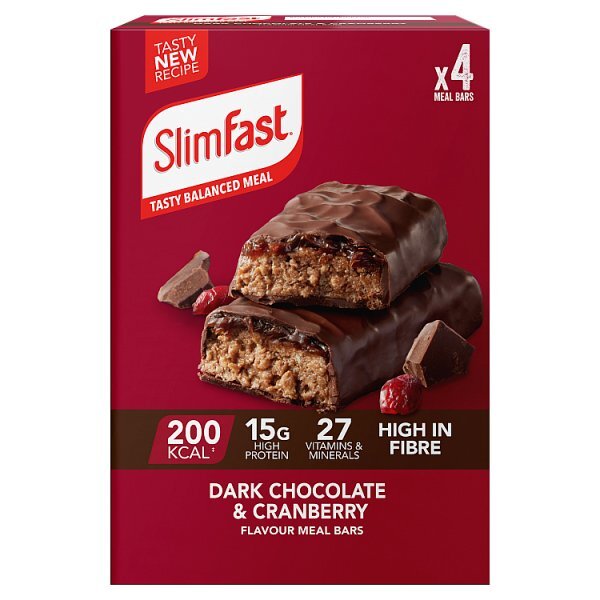 Slimfast Meal Replacement Bar Dark Chocolate Cranberry 4X60g