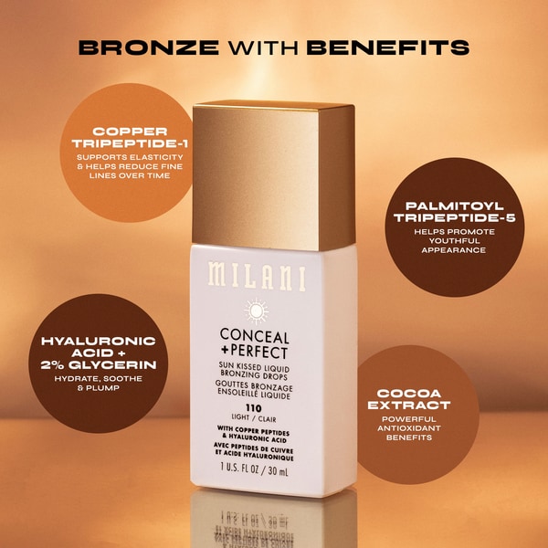 Milani Conceal + Perfect Sun Kissed Liquid Bronzing Drops - Light 110