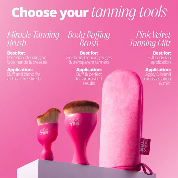 Skin & Tan Pink Velvet Tanning Mitt