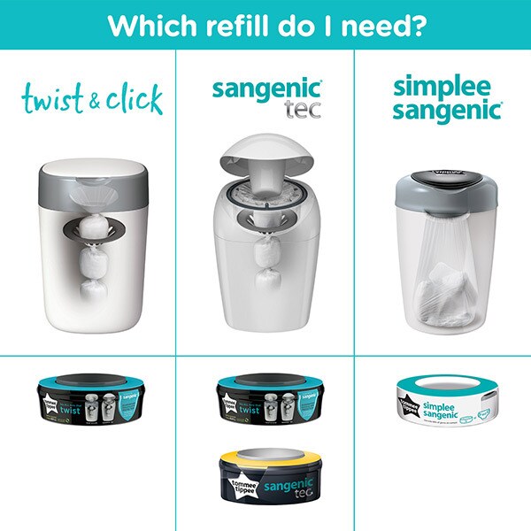 DNR Tommee Tippee Twist and Click Advanced Nappy Disposal Refill