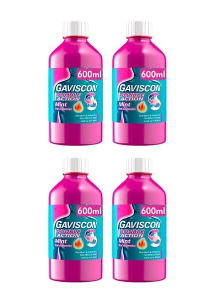 Gaviscon Heartburn Liquid Double Action Peppermint 600ml x 4