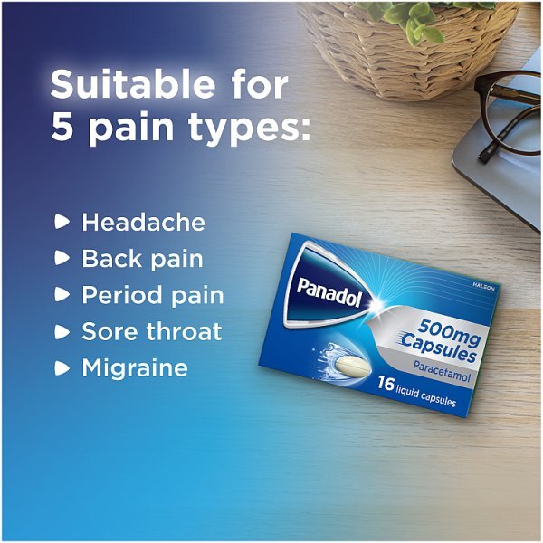 Panadol Liquid Capsules 500Mg Paracetamol  16 Capsules