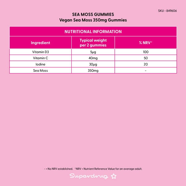 Superdrug Sea Moss Vegan Gummies 60s