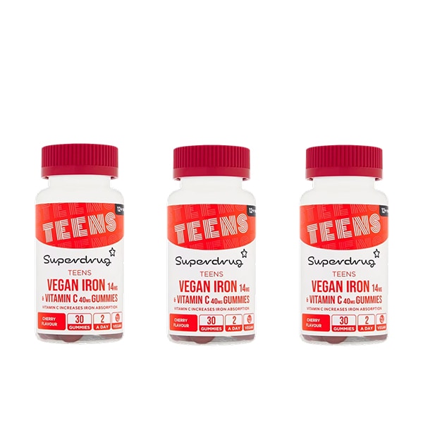 Superdrug Teen Iron 12+ Vegan Gummies 3 Months Supply
