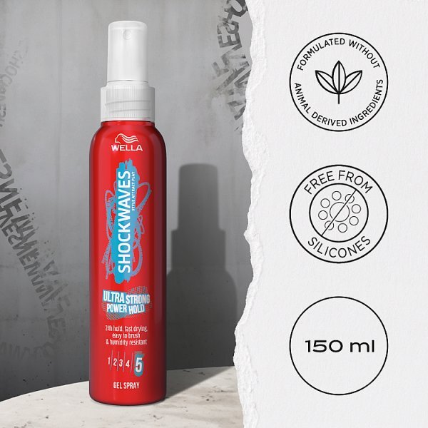Wella Shockwaves Ultra Strong Power Hold Gel Spray, 150 ml