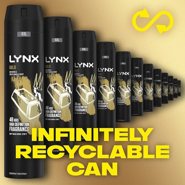 Lynx Aerosol Bodyspray Xxl Gold 250ml