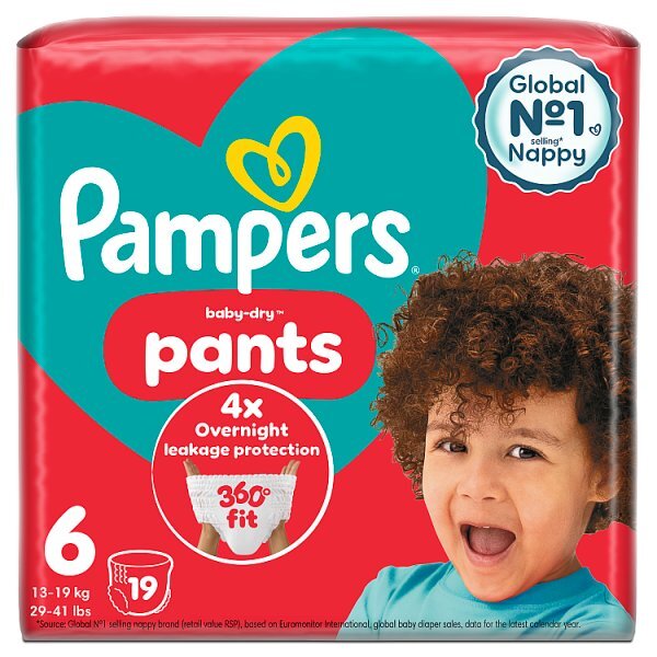 Pampers Baby-Dry Nappy Pants Size 6 Nappies Carry Pack x19
