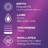 Durex Latex Free Condoms With Silicone Lube Regular Fit 12s