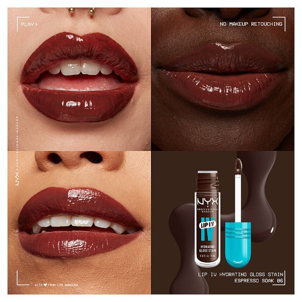 NYX Professional Makeup Lip IV Hydrating Lip Stain Gloss Espresso Soak