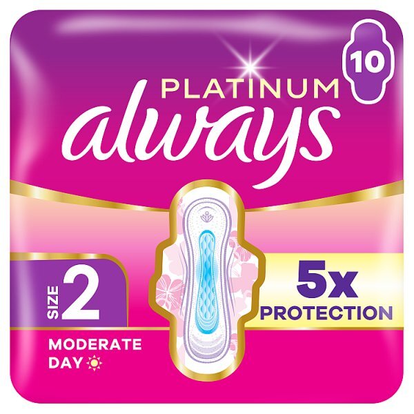 Always Platinum Pads Moderate Day (Size 2) Single Pack 10Ct
