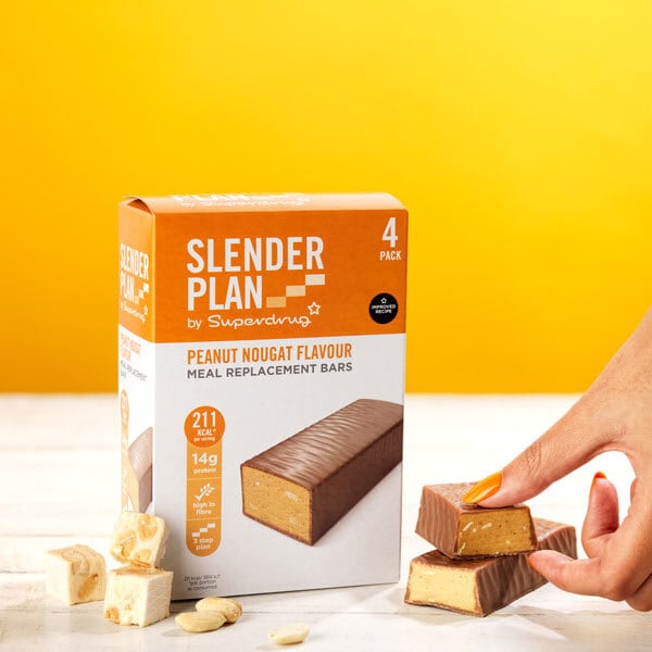 Superdrug Slenderplan Peanut Nougat Bars  x 4