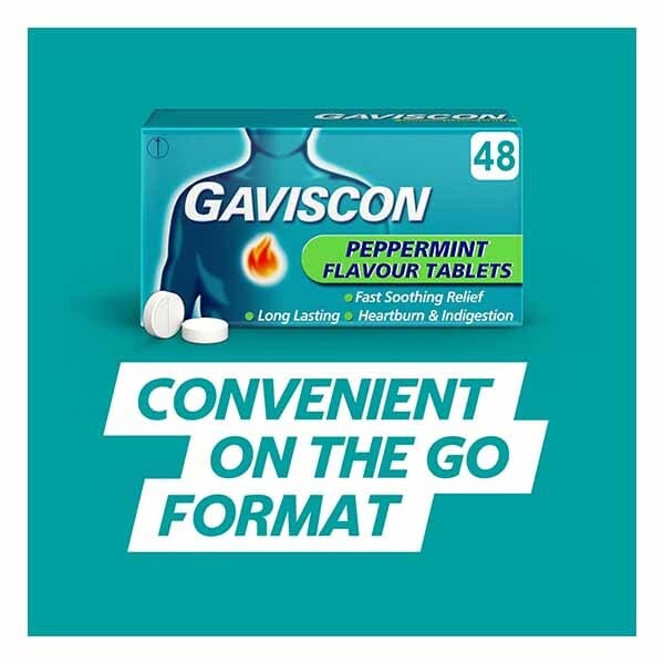 Gaviscon Tablets Heartburn & Indigestion Peppermint 48s