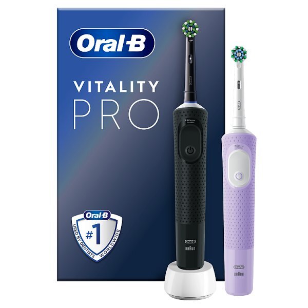 Oral-B Vitality PRO Twin Pack Black/Lilac Electric Toothbrushes