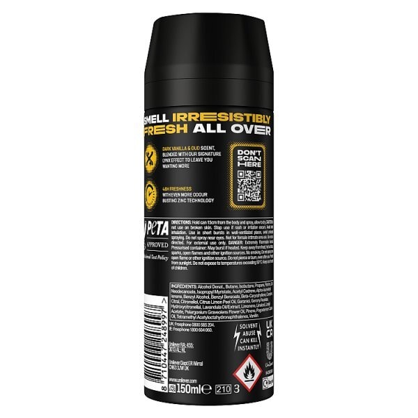 DNR Lynx Deodorant Bodyspray Aerosol Gold 150ml
