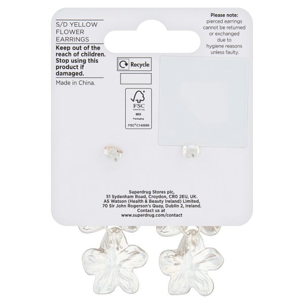 Superdrug Yellow Flower Earrings
