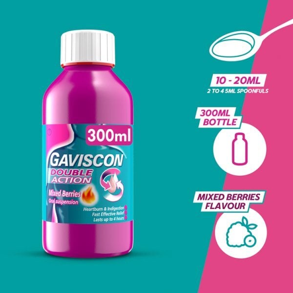 DNR Gaviscon Double Action Mixed Berries Flavour 300Ml