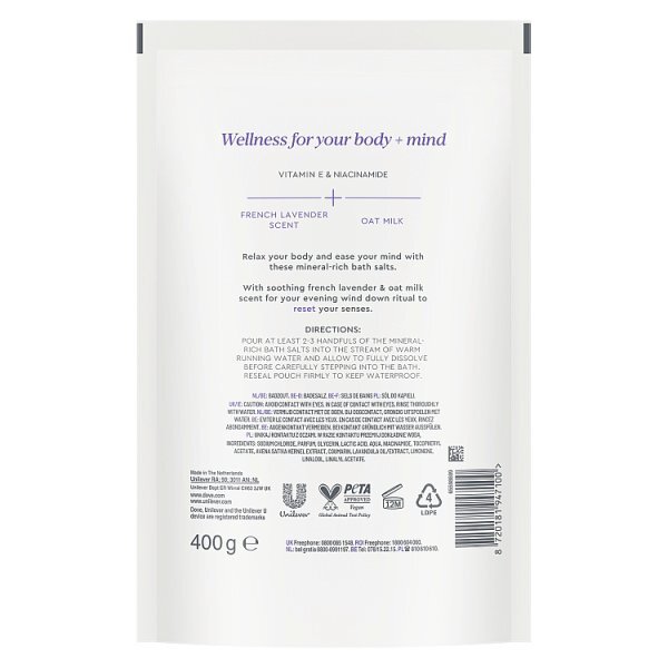 Dove body + mind French Lavender Bath Salts 400g