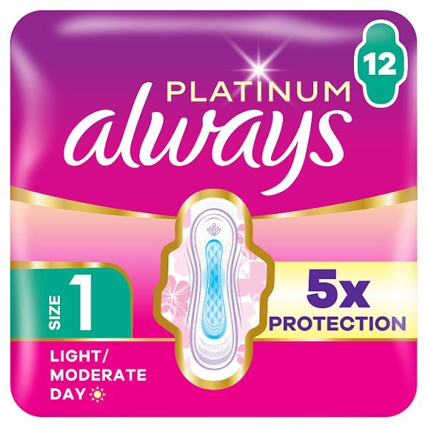 Always Platinum Pads Light/Moderate Day (Size 1) Single 12Ct