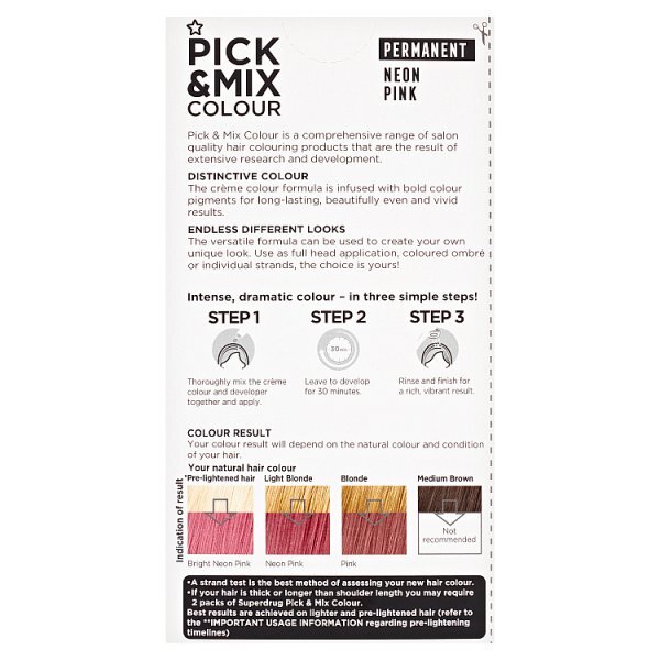 Superdrug Pick & Mix Permenant Hair Dye Denim Neon Pink