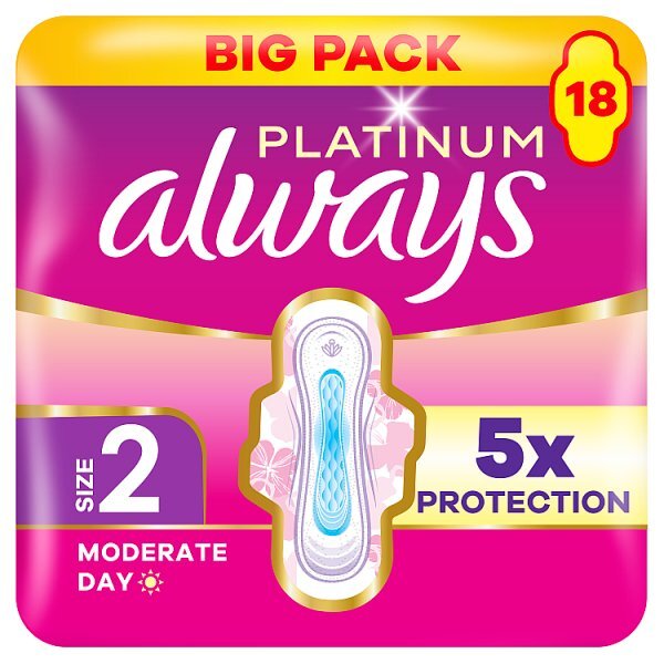 Always Platinum Long Winged (Size 2) Value Pack 18Ctx4