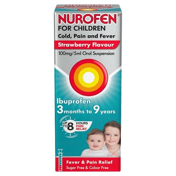 Nurofen For Children Kids Cold, Pain Fever Strawberry 100ml