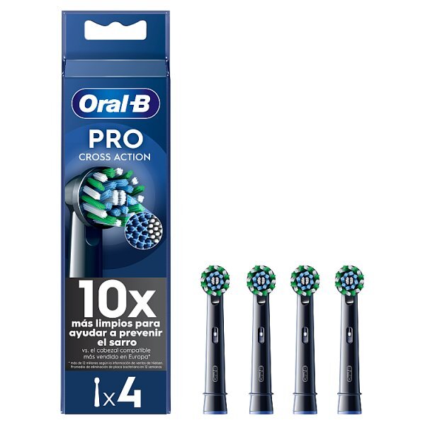 Oral-B Pro Cross Action Black Toothbrush Heads, 4 Counts