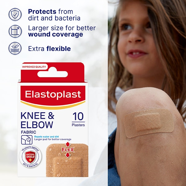 Elastoplast Fabric Knee & Elbow Large Pad, 10 Plasters