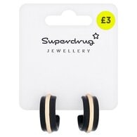 Superdrug Black & Gold Tone Hoop Earrings