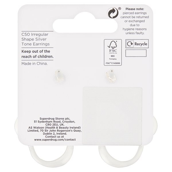 Superdrug Irregular Shape Silver Tone Earrings