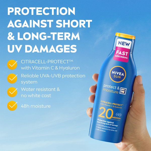 NIVEA SUN Protect & Moisture Sun Cream Lotion SPF 20, 200ml