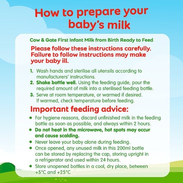 Cow & Gate 1 First Baby Milk Formula Liquid from Birth 1L