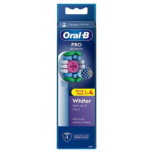 Oral-B Pro 3D White Toothbrush Heads, 4 Counts