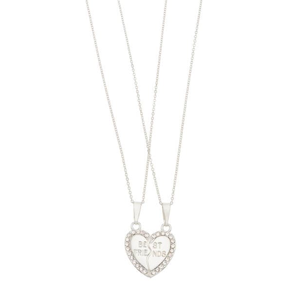 Superdrug Diamante Best Friends Split Heart 2pc Necklace