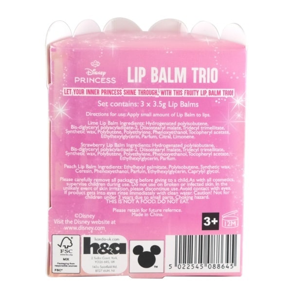 Disney Princess Lip Balm Trio 3x 3.5g