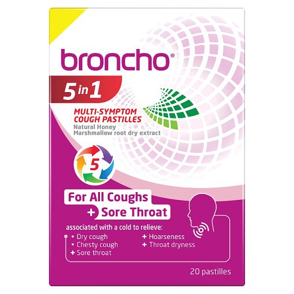 Broncho 5in1 Multi-Symptom Cough Pastilles (20) for All Coughs* and Sore Throats*