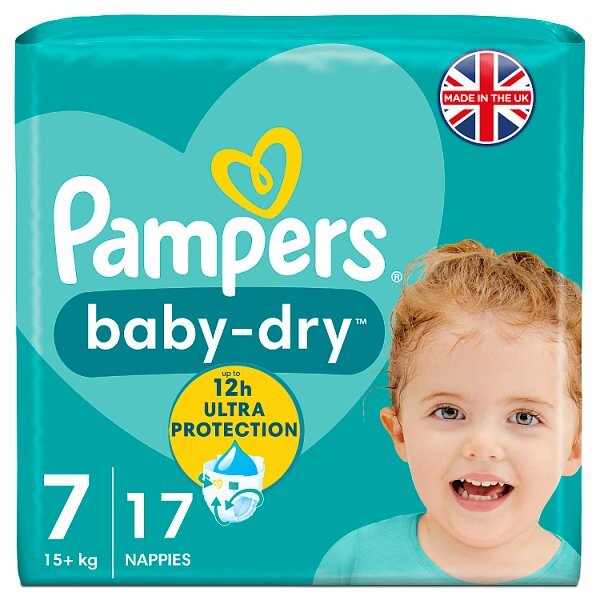 Pampers Baby-Dry Size 7, 17 Nappies, 15Kg+