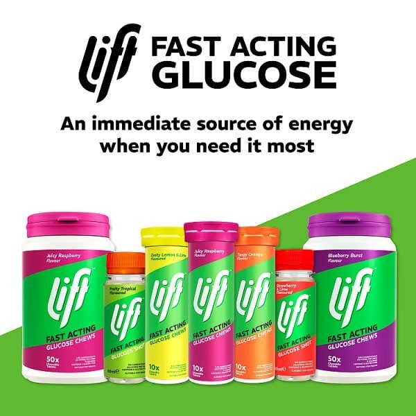Lift 10 Juicy Raspberry Fast Acting Glucose Chews 10 tablets
