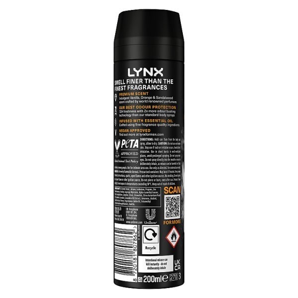 Lynx Fine Fragrance Collection Black Vanilla Body Spray 200Ml