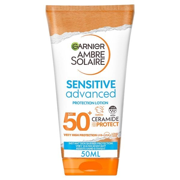 Garnier Ambre Solaire Sensitive Sun Cream SPF50+ 50ml Travel