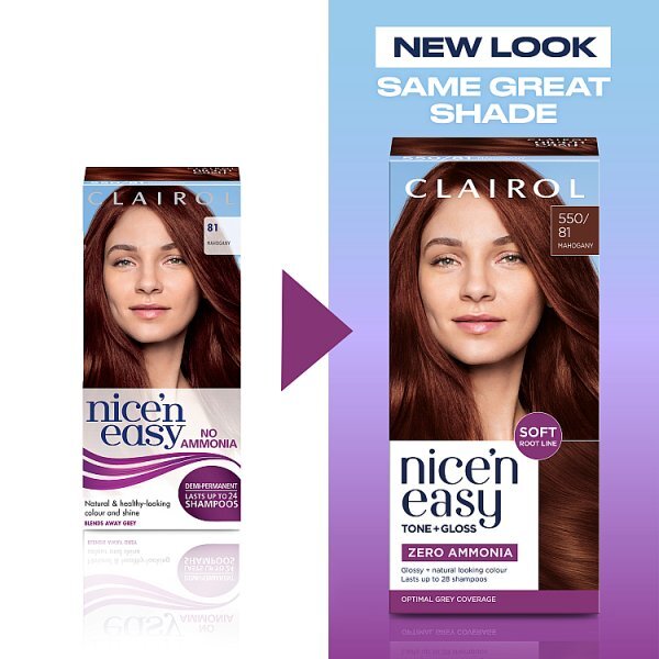 Clairol Nice'n Easy Tone+Gloss Semi-Permanent Hair Dye 550/81 Mahogany
