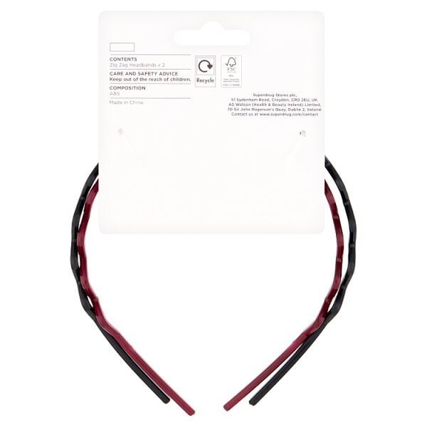 Studio London Black & Burgundy Zig Zag Headbands 2 Pack
