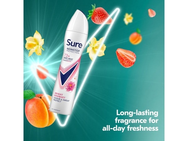 Sure Antiperspirant Deo Aerosol Nonstop Bright Bouquet 250ml