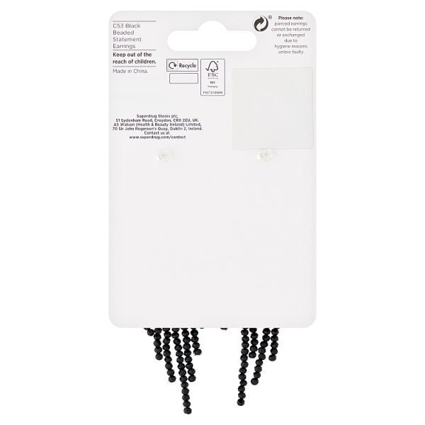 Superdrug Black Beaded Statement Earrings