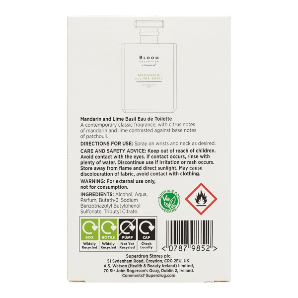 Superdrug Bloom Mandarin & Lime Basil EDT 100ml
